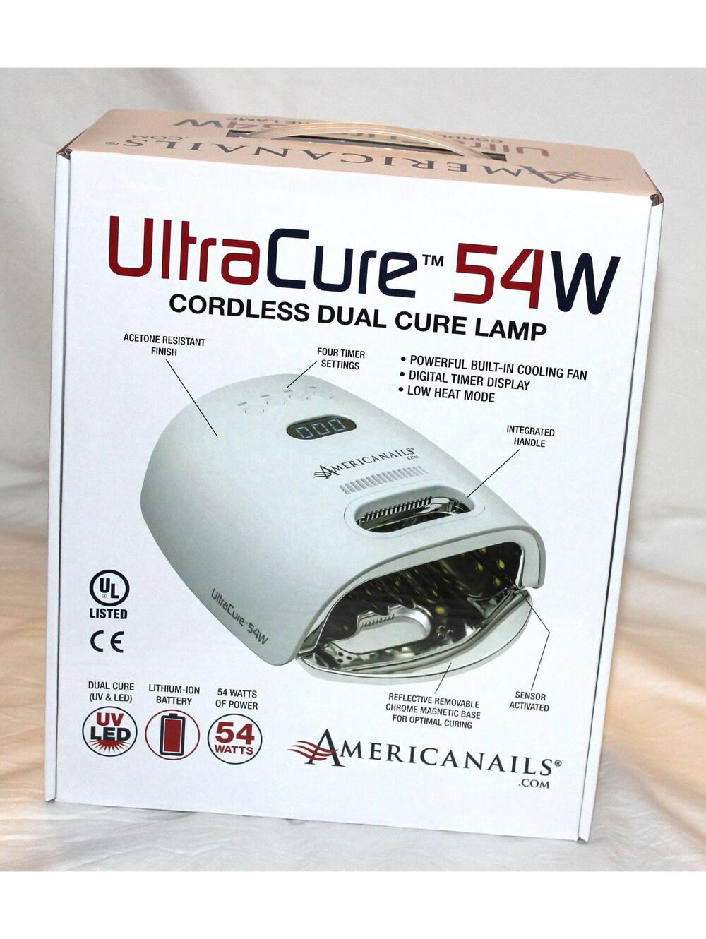 AMERICANAILS PROFESSIONAL UltraCure 54W CORDLESS DUAL CURE LAMP W/COOLING FAN